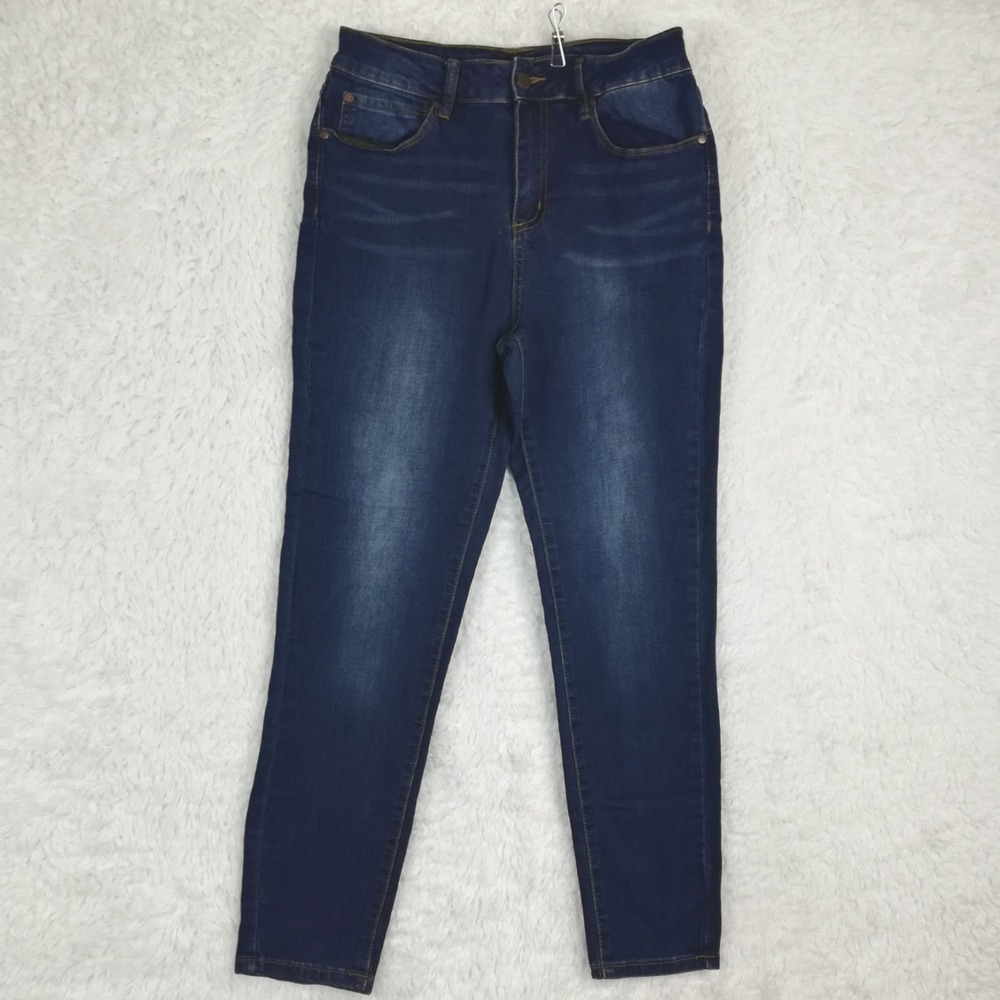 Tahari Womens Jeans Ella High Rise Skinny Blue Denim‎ Dark Wash Whiskering 8